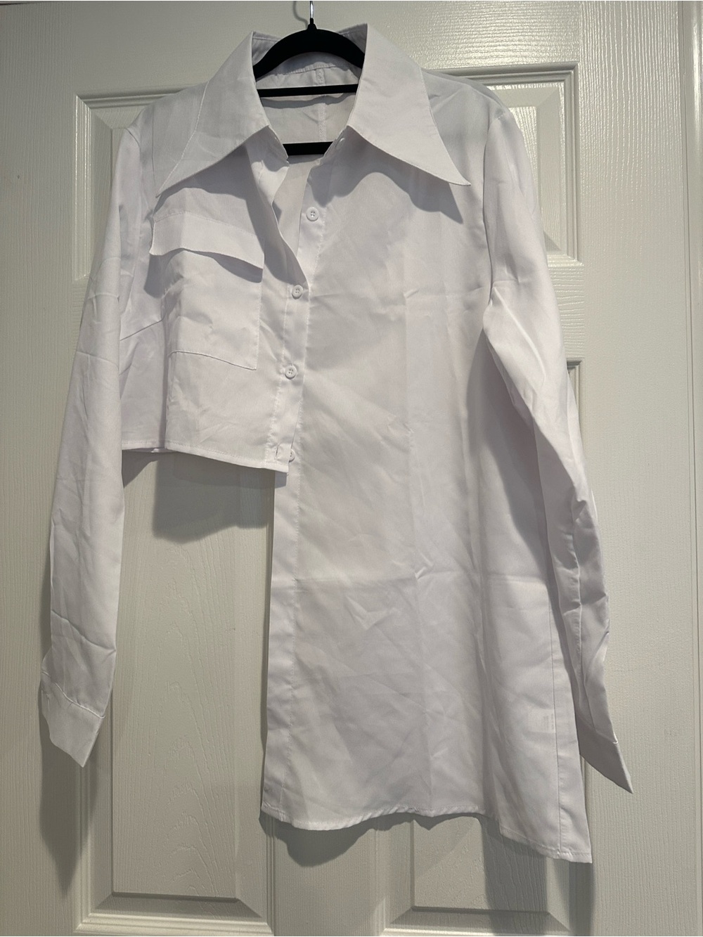 White Asymmetric Long-Sleeve Shirt PTP 21” - Picture 2 of 2